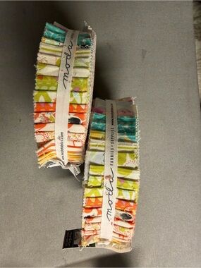 2 Moda Cotton Honey Buns Jelly Rolls - Teal, Lime, Orange, Pink, White Prints